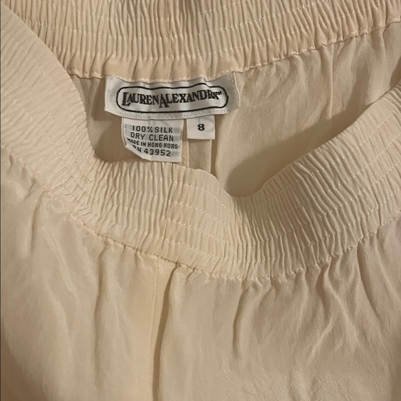 Lauren Alexandra 100% Silk Cream Elastic Waist Pants Women's Size 8 - Picture 3 of 6